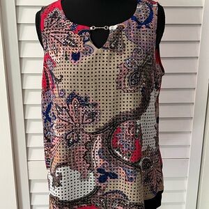 Dana Buchman Graphic Pink and Black Sleeveless Tank